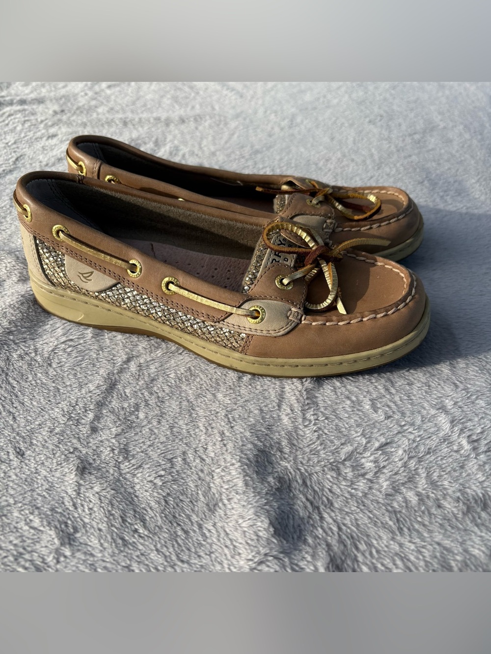 Sperry Topsider Angelfish gold glitter boat shoe size 6.5M READ
